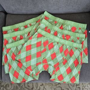 Duluth Trading Co Green & Red Argyle Boxer Briefs GO BUCK NAKED Mens L, Six Pr